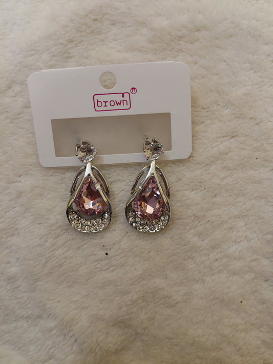 Crystal Bloom Hoop Earring - Pink