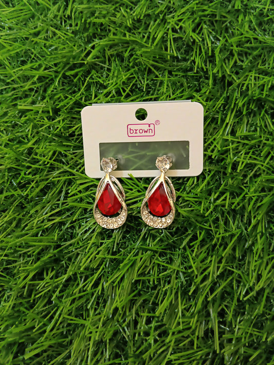 Crystal Bloom Hoop Earring - Red