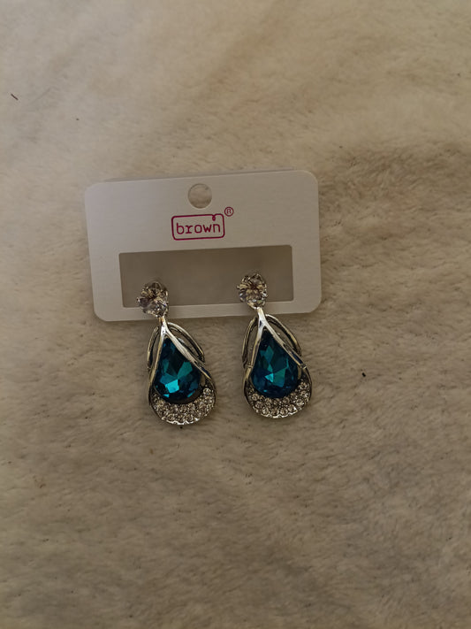 Crystal Bloom Hoop Earring Blue