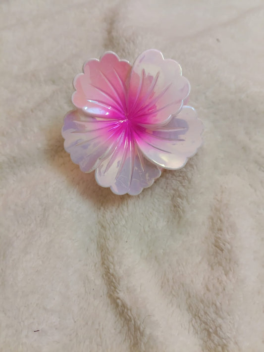 Glossy Big Hibiscus Flower Claw - Pink