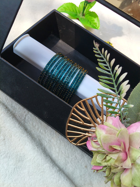 Heart Glass Bangles - Peacock Green
