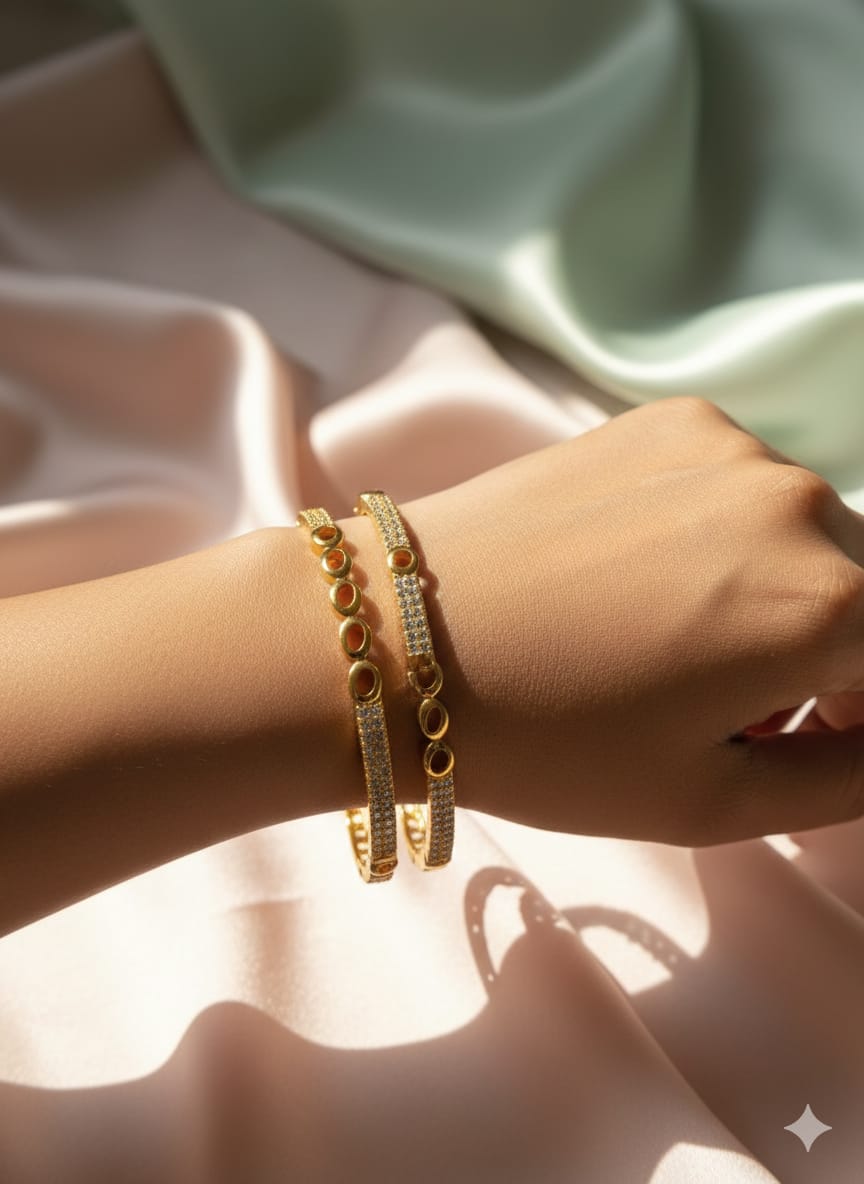 The White Stoned Halo Bangle