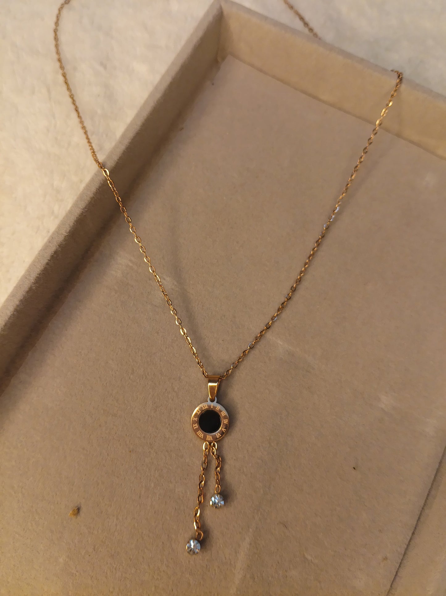 Black Circle Drop Necklace