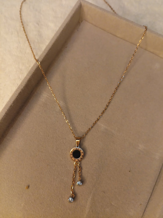 Black Circle Drop Necklace