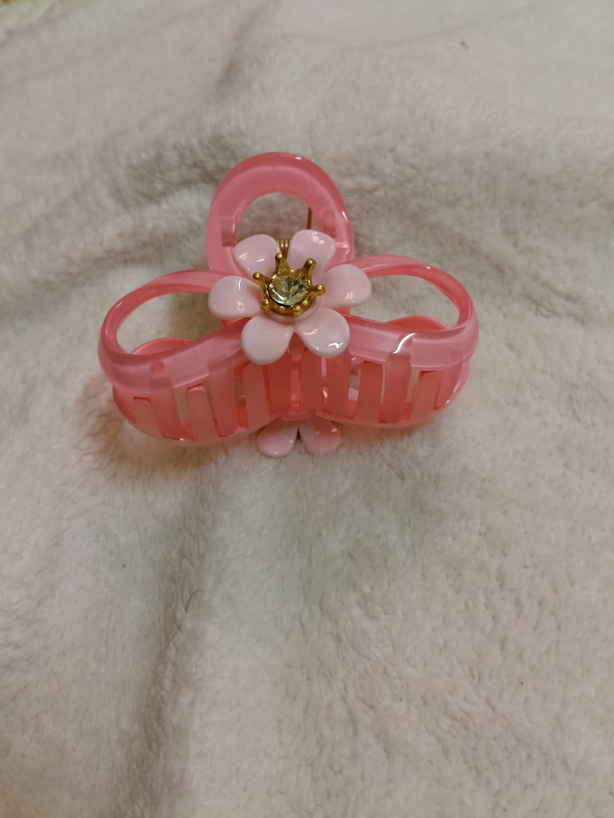Pink Ribboned Korean Flower Claw