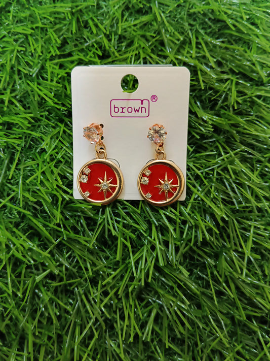 Shining star earring - Red
