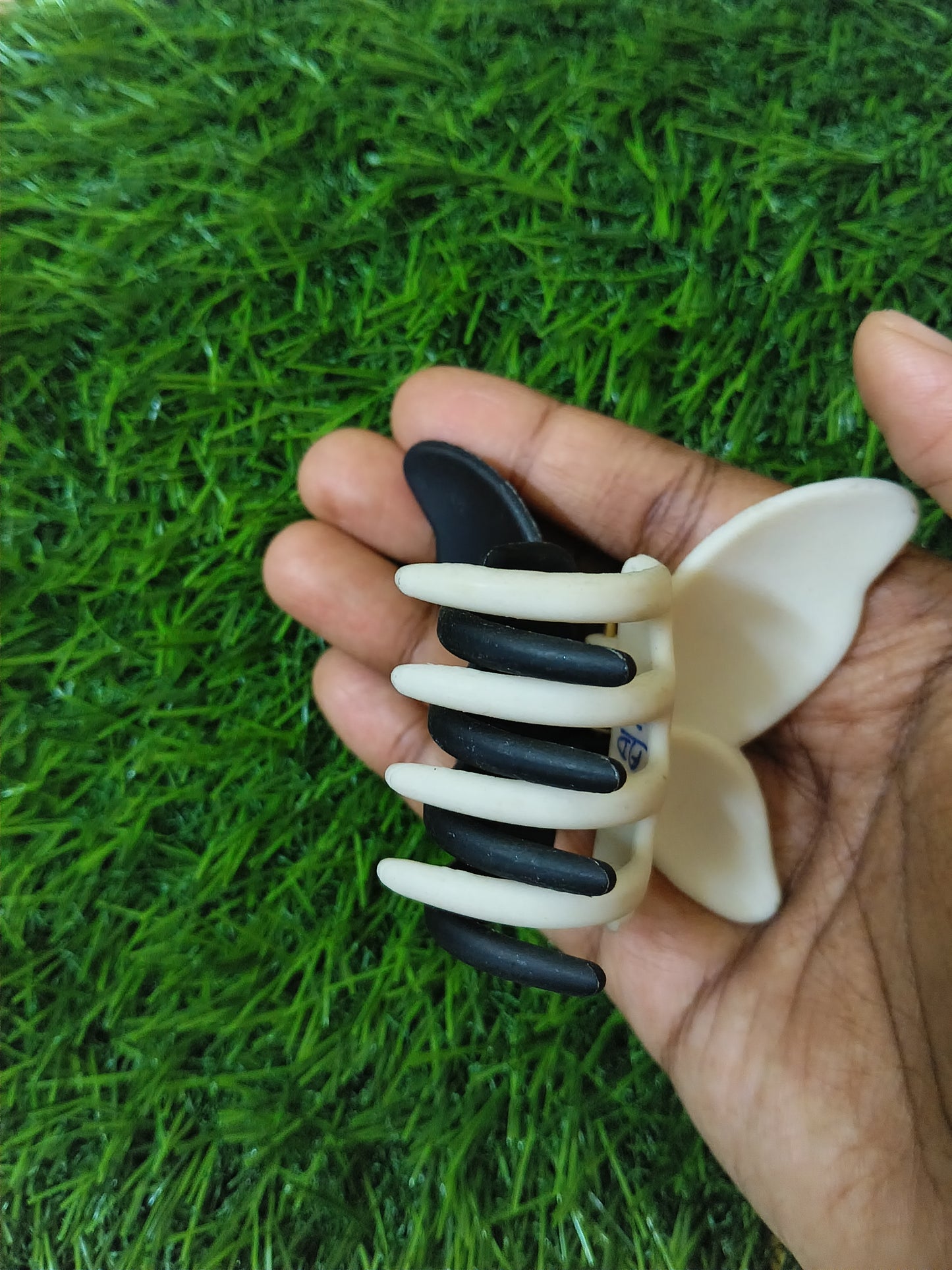 Two Toned Black and White Butterfly Matte Claw