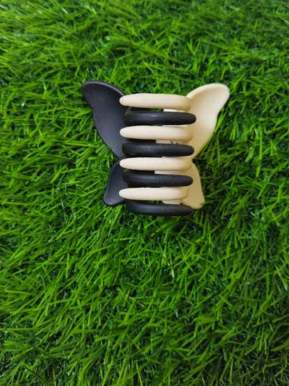 Two Toned Black and White Butterfly Matte Claw