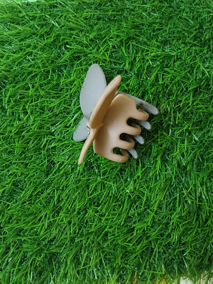 Two Toned Grey and Beige Butterfly Matte Claw