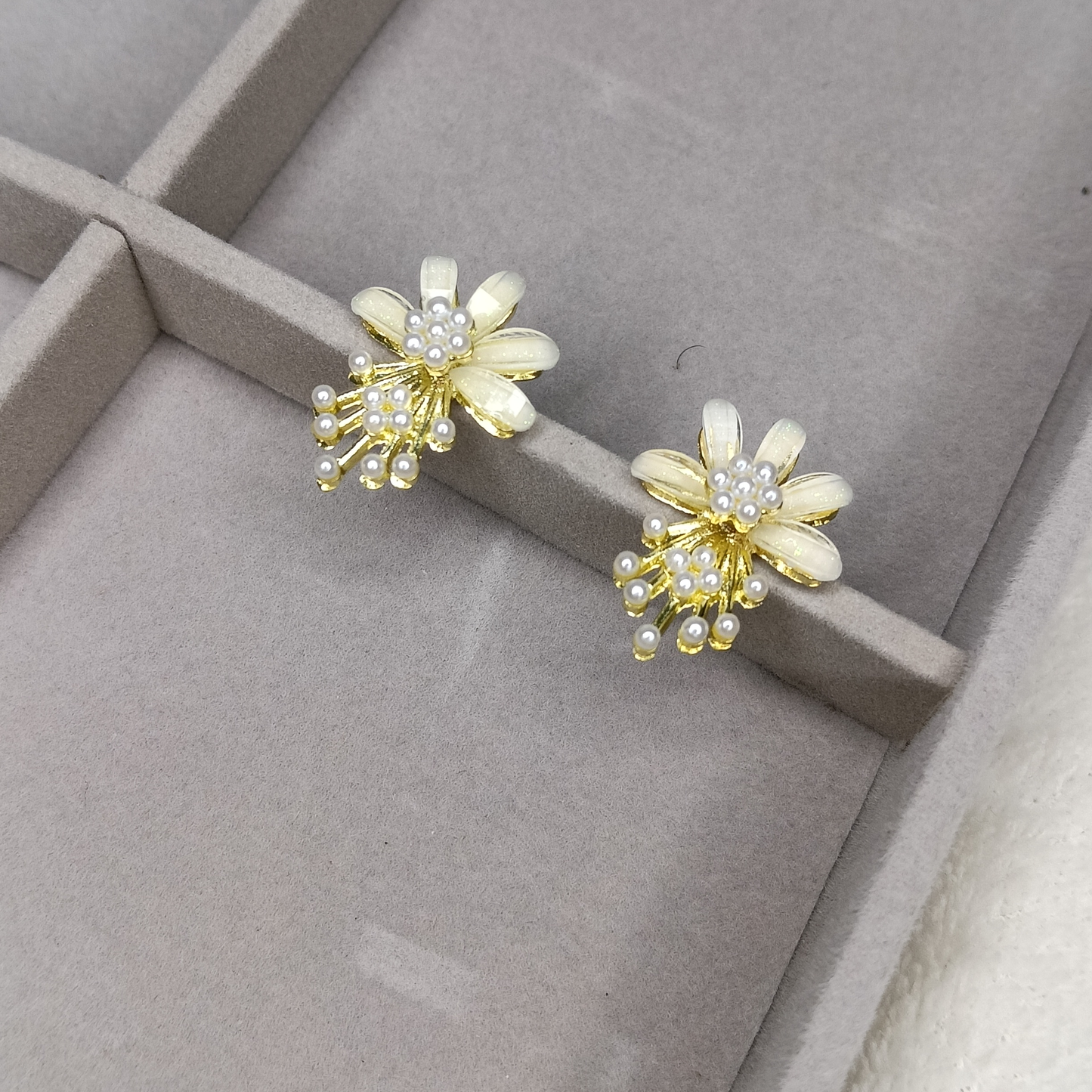 Pearl Drop Flower Stud