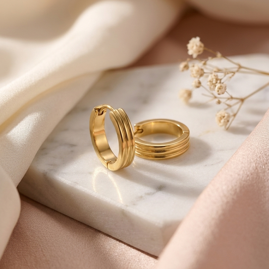 Triple Line Hoops